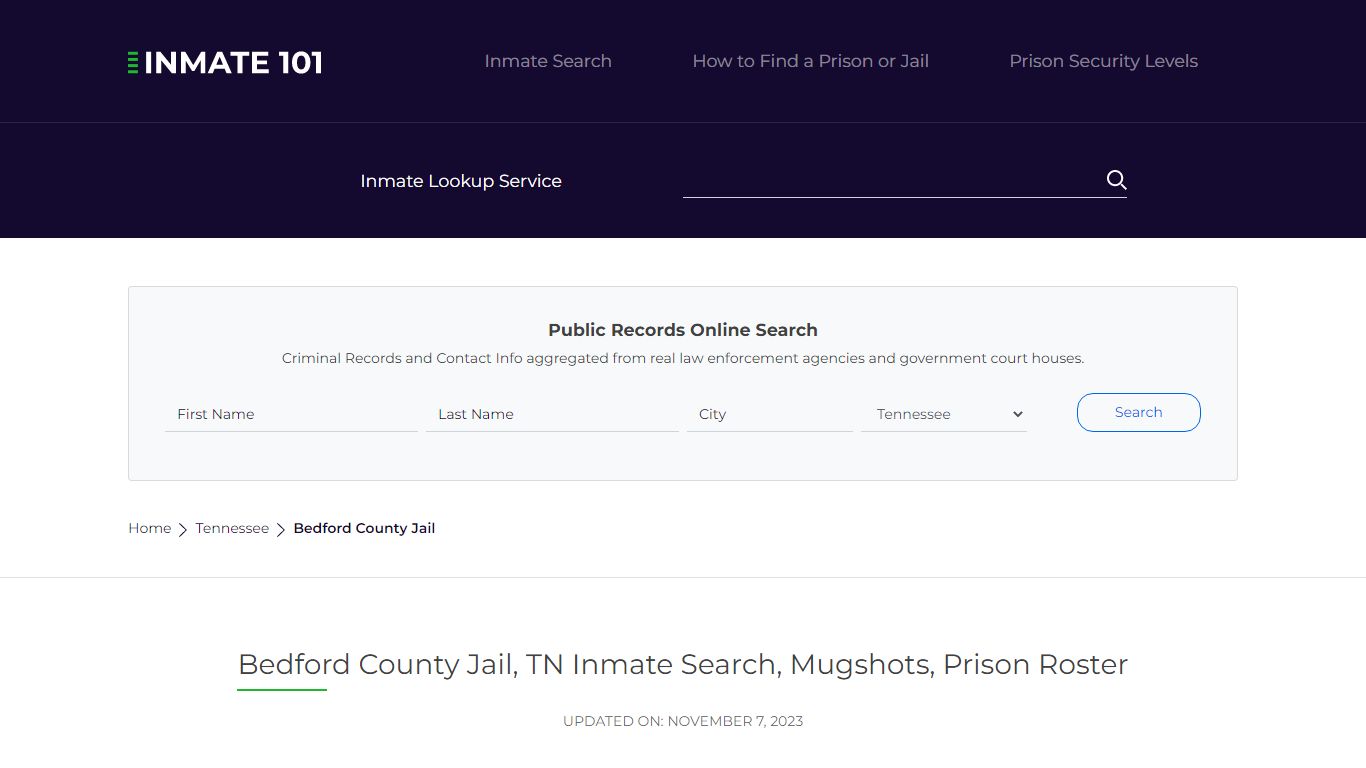 Bedford County Jail, TN Inmate Search, Mugshots, Prison Roster